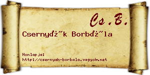 Csernyák Borbála névjegykártya